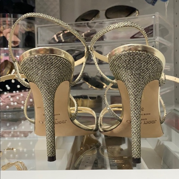 Jimmy Choo champagne sparkle strappy heels - Picture 4 of 8